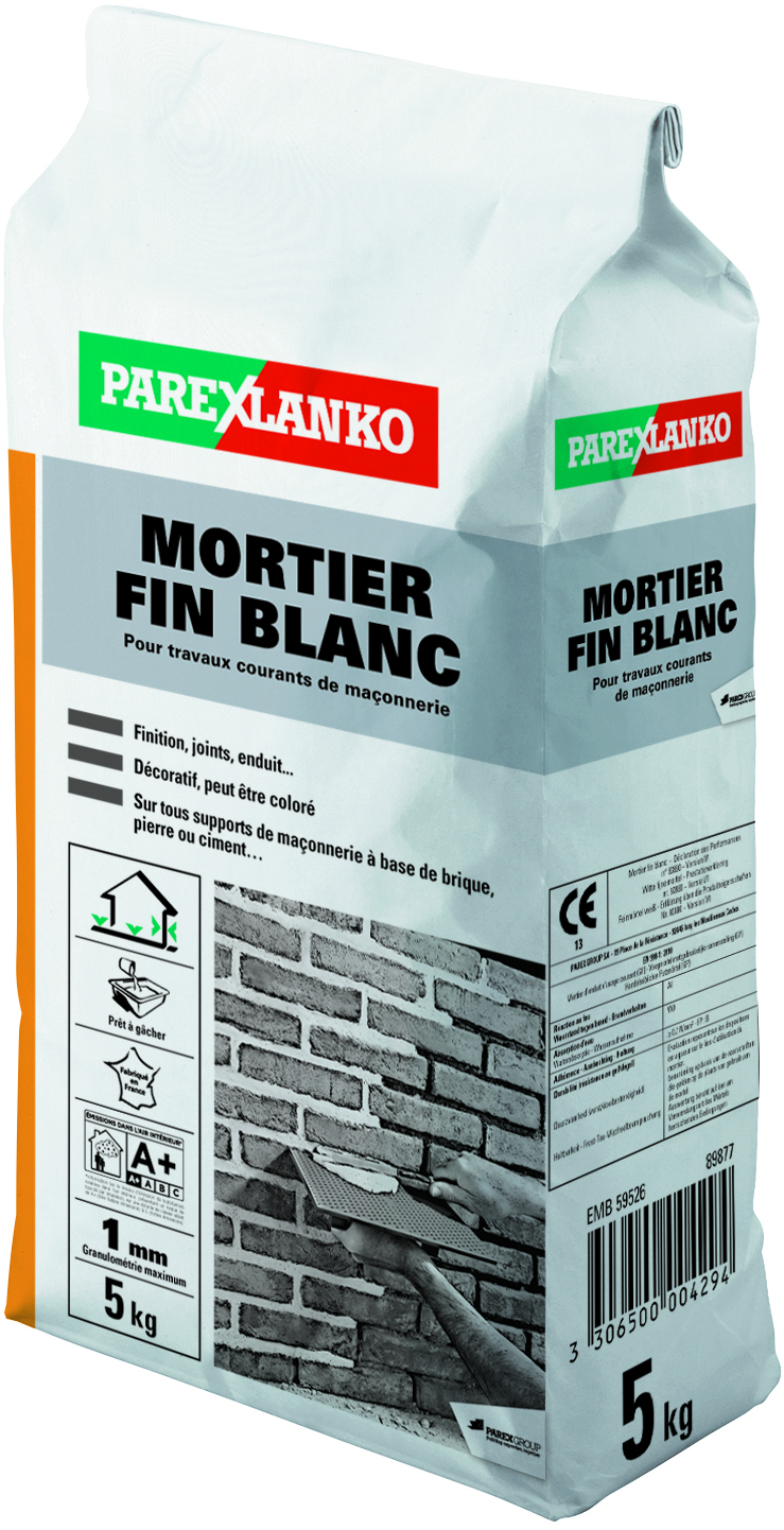 Mortier fin blanc 5kg - PAREXLANKO